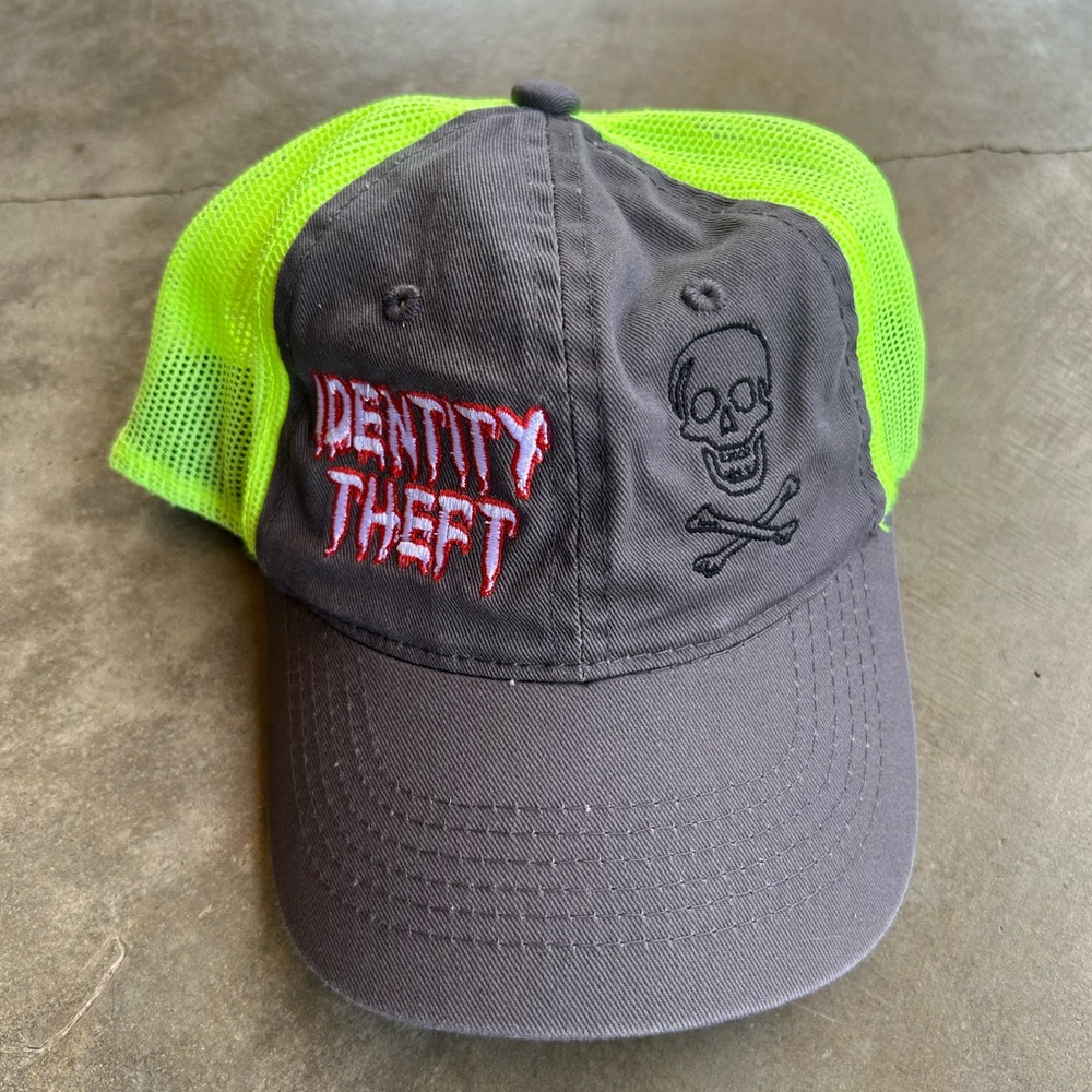 Identity Theft Gray and Neon Green Skull Cap